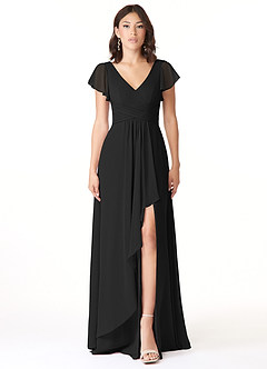Azazie Omari Abiti da Damigella Abito A-Line in Chiffon Nero image1