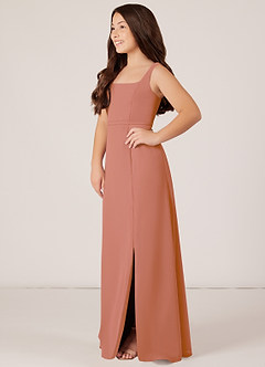 Azazie Renee Junior A-Linie Seitliche Cut-Outs Chiffon Kleid Mai Tai image3