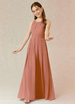 Azazie Bibiane Junior MAI TAI A-Line Pleated Chiffon Dress image7