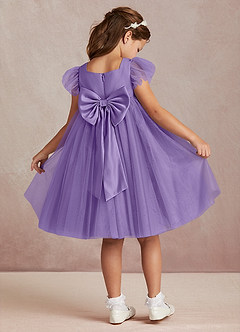 Azazie Kalio Robe Demoiselle D'honneur Fillette Robe Trapèze en Tulle avec manches Tahiti image1