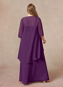 Azazie Weisz Mother of the Bride Dresses Grape A-Line Square Neckline Pleated Chiffon Dress image2