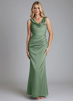 Azazie Tallie Bridesmaid Dresses Matcha Mermaid Pleated Stretch Satin Dress image9