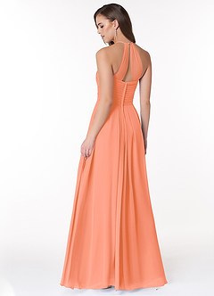 Azazie Ginger Bridesmaid Dresses Sunset A-Line Halter Pleated Chiffon Dress image9