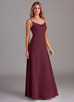 Azazie Daenerys Bridesmaid Dresses Cabernet A-Line Cowl Chiffon Dress image5