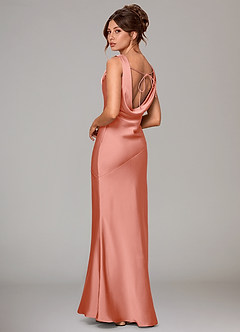 Azazie Rylina Bridesmaid Dresses Coral Mermaid Stretch Satin Dress image4