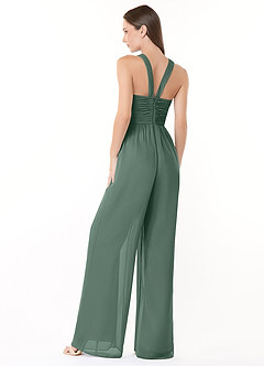 Azazie Berdie Bridesmaid Dresses Sea Moss Halter Chiffon Jumpsuit image4