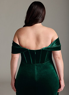 Azazie Jas Bridesmaid Dresses Emerald Sheath Off-The-Shoulder Corset Velvet Convertible Dress image16