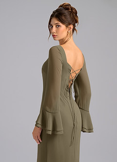 Azazie Leone Abiti da Damigella Abito Sirena in Chiffon Corsetto Willow Green image2