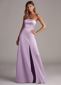 Azazie Wren Bridesmaid Dresses Frosted Lilac A-Line Strapless Stretch Satin Convertible Dress image3