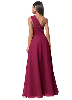 Azazie Ashley Bridesmaid Dresses Burgundy A-Line Ruched Chiffon Dress image2