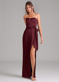 Azazie Jamie Bridesmaid Dresses Cabernet A-Line Strapless Stretch Satin Convertible Dress image3