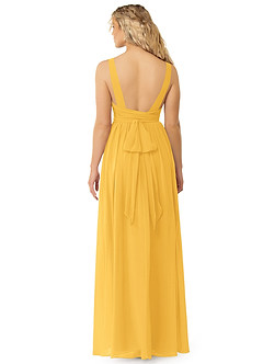 Azazie Kora Bridesmaid Dresses Marigold A-Line Pleated Chiffon Dress image4