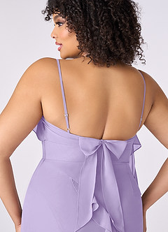 Barbie ♥ Azazie Bridesmaid Dresses Lilac Sheath Bow Chiffon Dress image8