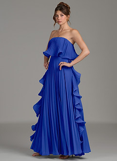 Azazie Alexia Bridesmaid Dresses Royal Blue A-Line Ruched Chiffon Dress image3