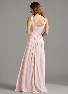 Azazie Keyla Bridesmaid Dresses Blushing Pink A-Line Pleated Mesh Dress image2
