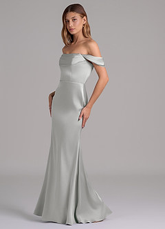 Azazie Miley 신부 들러리 드레스 인어 오프 더 숄더 스트레치 새틴 바닥 길이 드레스 image4
