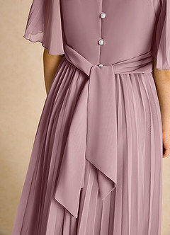 Azazie Gisele Flower Girl Dresses Dusty Rose A-Line Pleated Chiffon Dress image7
