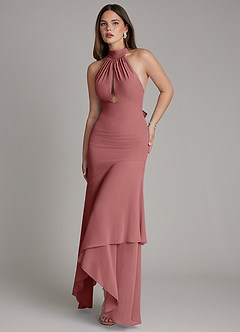 Azazie Magda Jurken voor bruidsmeisjes Jurk van Chiffon met Zeemeermin Hoge Kraag Amethist image1