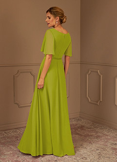 Azazie Tricia Mother of the Bride Dresses Lemongrass A-Line V-Neck Pleated Chiffon Dress image2