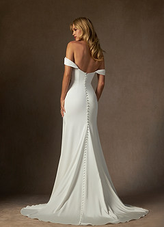 Azazie Brenna Wedding Dresses Diamond White Mermaid Strapless Crepe Back Satin Dress image7