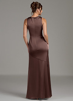 Azazie Kiara Bridesmaid Dresses Ganache Mermaid Pleated Stretch Satin Dress image6