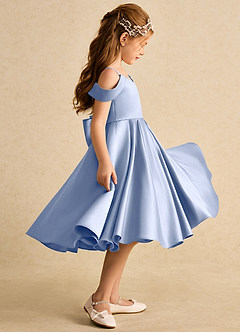 Azazie Favia Flower Girl Dresses Ice A-Line Off the Shoulder Matte Satin Dress image5