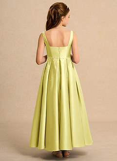Azazie Mochi Girls Formal Flower Girl Dresses Lemon Sorbet Ball-Gown Pleated Matte Satin Dress image2