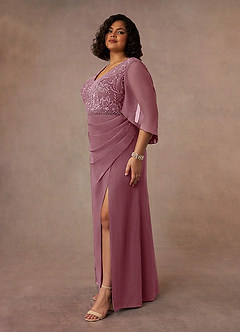 Azazie Laina Mother of the Bride Dresses Vintage Mauve Mermaid Lace Chiffon Dress image8