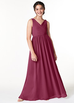Azazie Sawyer Junior Mulberry A-Line Pleated Chiffon Dress image3