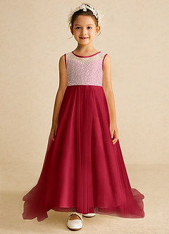 Azazie Tay Flower Girl Dresses Scarlet A-Line Sequins Tulle Dress image1