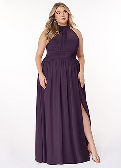 Azazie Iman Bridesmaid Dresses Plum A-Line A-Line Ruched Chiffon Dress image11