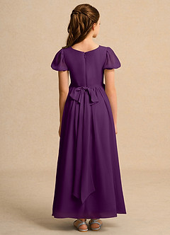 Azazie Joss Flower Girl Dresses Grape A-Line with Sleeves Chiffon Dress image10