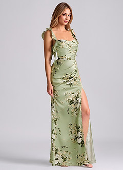 Azazie Jessamine Suknie dla druhen Osłona Gorset Satyna elastyczna Do ziemi Sukienka image5