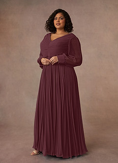 Azazie Zina Mother of the Bride Dresses Sangria A-Line Pleated Chiffon Dress image9