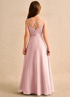 Azazie Umina Girls Formal Abiti da Ragazza di Fiori Abito A-Line in Raso Opaco Plissettato Rosa Cipria image2