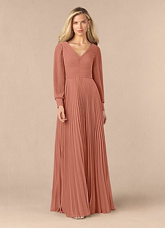 Azazie Zina Mother of the Bride Dresses MAI TAI A-Line Pleated Chiffon Dress image1