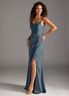Azazie Deandra Bridesmaid Dresses Twilight Mermaid Pleated Stretch Satin Dress image1