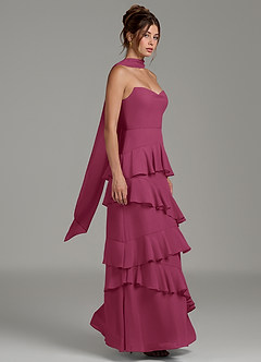 Azazie Imani Final Sale Steel Blue A-Line Ruched Chiffon Dress image6