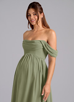 Azazie Saige Maternity Bridesmaid Dresses A-Line Pleated Chiffon Floor-Length Dress image6