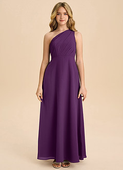Azazie Phaedra Junior Grape A-Line Pleated Chiffon Dress image4