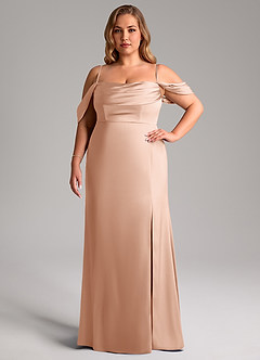 Azazie Saige Brautjungfernkleider Etui Schulterfrei Stretch-Satin Kleid Roségold image15