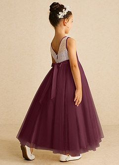 Azazie Tay Flower Girl Dresses Cabernet A-Line Sequins Tulle Dress image5