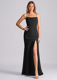 Azazie Grata Bridesmaid Dresses Black Mermaid Pleated Chiffon Dress image6