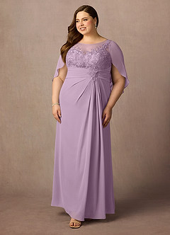 Azazie Hera Abiti per la Madre della Sposa Abito A-Line in Chiffon in Pizzo con Mantellina Glicine image9