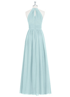Azazie Cherish Bridesmaid Dresses Sea Glass A-Line Pleated Chiffon Dress image7
