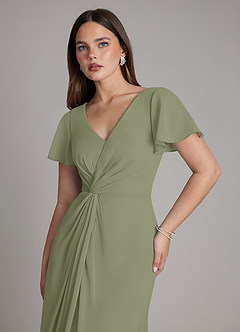Azazie Kaya Bridesmaid Dresses Pistachio A-Line Pleated Chiffon Dress image3