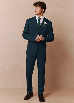 Savile Teal Wool Blend 3-Piece Suit | Slim Suit Sets |Azazie
