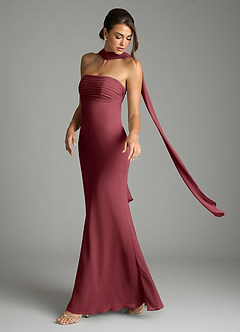Azazie Saylor Bridesmaid Dresses Merlot Mermaid Strapless Chiffon Dress image8