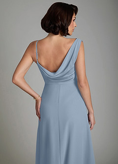 Azazie True Vestidos de damas de honor Vestido Azul Polvoriento de Gasa de Línea A con Plisado image4