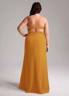 Azazie Leonis Brautjungfernkleider Wandelbar Etui Schulterfrei Chiffon Kleid Butterscotch image10
